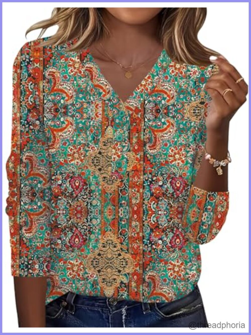 Long Sleeve V Neck Button Down Blouse for Women